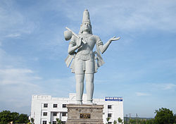 10-story statue of Sri Tallapaka Annamacharya located at the entrance of Tallapaka