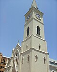 Klocktornet vid Cathedral of San Agustin i Laredo, Texas, USA.