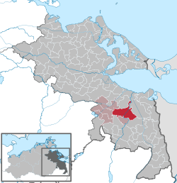 Elhelyezkedése Mecklenburg-Elő-Pomeránia térképén