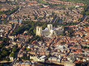 Het centrum van York met in het midden de kathedraal van York