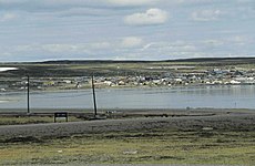 Baker Lake (Qamanittuaq) í sunnara landsparti Kivalliq.