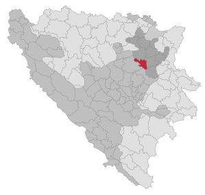 Lage der Gemeinde Banovići in Bosnien und Herzegowina (anklickbare Karte)