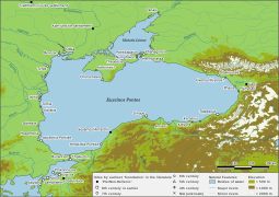 Black Sea settlements of the Archaic and Classical Periods by earliest literary 'foundation' date.svg