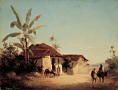 Pissarro, Paisaje tropical con casas rurales y palmeras, c. 1853. Galeria de Arte Nacional, Caracas.