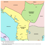 Reino de Iliria (bajo el rey Agron y la reina Teuta, que iba "de Epiro a Neretva") y el reino de Dardania en el siglo III a. C.