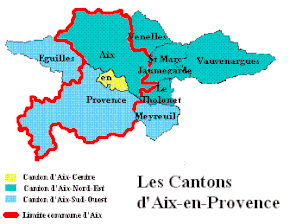 Kanton Aix-en-Provence-Centre (žlutě)