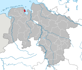 Lage des Wilhelmshaven in Niedersachsen (anklickbare Karte)
