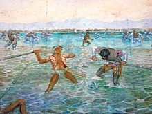 A painting of the encounter at the Mactan Shrine.