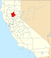 Kort over California med Butte County markeret