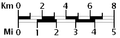 Image 18A graphical or bar scale. A map would also usually give its scale numerically ("1:50,000", for instance, means that one cm on the map represents 50,000cm of real space, which is 500 meters) (from Scale (map))