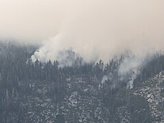 Flames from the Pika Fire on July 16, 2023