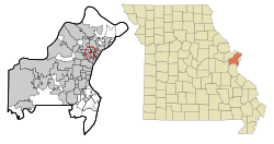 Location of Bellerive Acres, Missouri