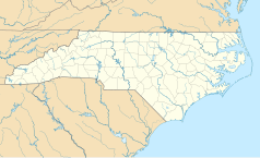 Mapa konturowa Karoliny Północnej, blisko centrum na lewo u góry znajduje się punkt z opisem „Catawba”