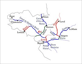 El canal en un mapa de los canales de Bretaña