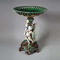 Coloured glazes majolica centrepiece, 16.3 in, c. 1889, Revivalist and naturalistic in style