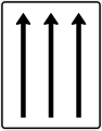 Zeichen 521-31 Fahrstreifentafel; Darstellung ohne Gegenverkehr: drei Fahrstreifen in Fahrtrichtung