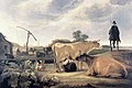 Aelbert Cuyp, Cows with a Milkmaid in a Farmyard, 1650