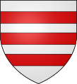 Argent, three bars gules