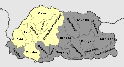 Verspreiding van Dzongkha in Bhoetan