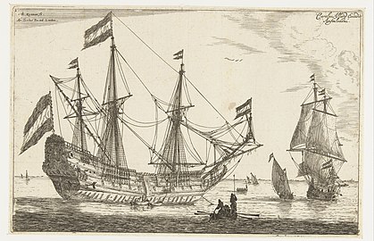 Zeilschepen en een roeiboot, ets, Rijksmuseum Amsterdam