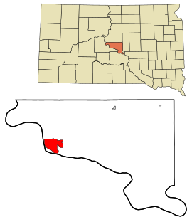 Poloha mesta Pierre v rámci federálneho štátu Južná Dakota a v rámci Hughes county