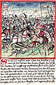 Az augsburgi csata Hektor Mülich 1457-es illusztrációján, Sigmund Meisterlin Nürnberg város történetét leíró munkájában.