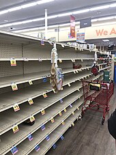 Empty supermarket shelves