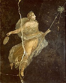 A Roman fresco from Pompeii showing a maenad in silk dress, 1st century AD