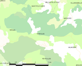 Poziția localității Terroles