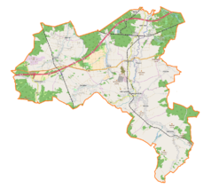 Mapa konturowa gminy Nowogrodziec, po lewej znajduje się punkt z opisem „Godzieszów”