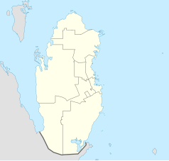 Mapa konturowa Kataru, w centrum znajduje się punkt z opisem „Lusajl”