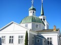 Image 8St. Michael's Cathedral in Sitka. The original structure, built in 1848, burned down in a fire on January 2, 1966. The cathedral was rebuilt from plans of the original structure and contains artifacts rescued from the fire. (from History of Alaska)