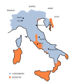 L'Italia nel 751, dopo le conquiste di Astolfo
