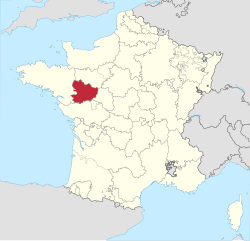 Историческата област Анжу на картата на съвременна Франция