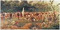Pintura a óleo do artista uruguaio Diógenes Hequet retratando a Batalha do Boqueirão.