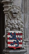 Brugges Belgium Lion-sculpture-with-coat-of-arms-at Basilica-of-Holy Blood-02.jpg