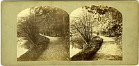 Lovers walk Matlock Bath, Milenci na procházce v Matlock Bath, stereofotografie z Keenovy série Derbyshire Stereographs, asi 1858