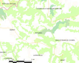 Mapa obce Antignac