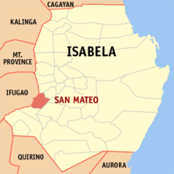 Mapa ng Isabela na nagpapakita sa lokasyon ng San Mateo.