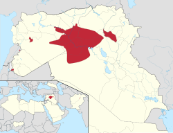 Y sefyllfa ar 24 Awst 2014      Ardaloedd a reolir gan Y Wladwriaeth Islamaidd      Ardaloedd a hawliwyd gan Y Wladwriaeth Islamaidd      Gweddill Irac a Syria Nodyn: diffeithwch anghyfannedd yw llawer o'r map.