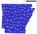 Carte de l'Arkansas : ajout d'ombres, de couleurs et de textes sur un fond de carte libre en noir et blanc (jugement)