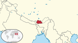 Geografisk plassering av Bhutan