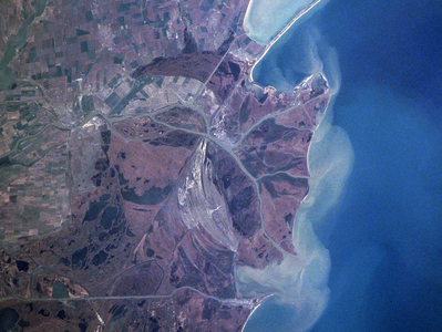 Visió del conjunt del delta del Danubi. És un exemple de delta arquejat