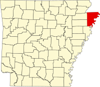 Округ Міссіссіппі на мапі штату Арканзас highlighting