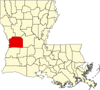 Map of Luizijana highlighting Vernon Parish