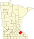 Harta statului Minnesota indicând comitatul Goodhue