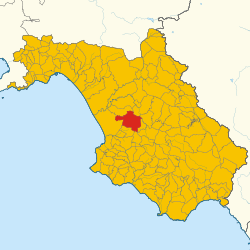 Elhelyezkedése Salerno térképén