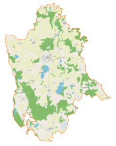 Mapa konturowa gminy Miłakowo, na dole znajduje się punkt z opisem „Boguchwały”