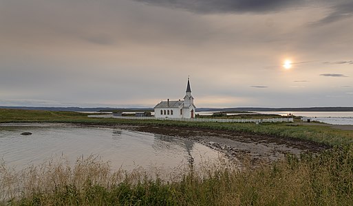 Nesseby Church in Nesseby, Finnmark, by Henny Stokseth.