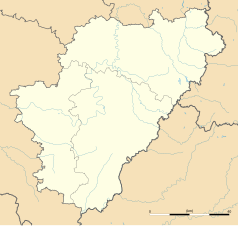 Mapa konturowa Charente, po prawej znajduje się punkt z opisem „Roussines”